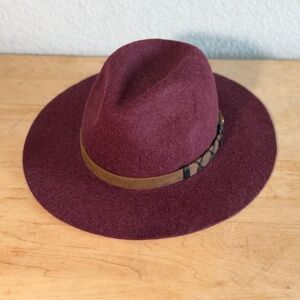 Pistil women’s Burgundy Felt Fedora Hat with Brown Trim